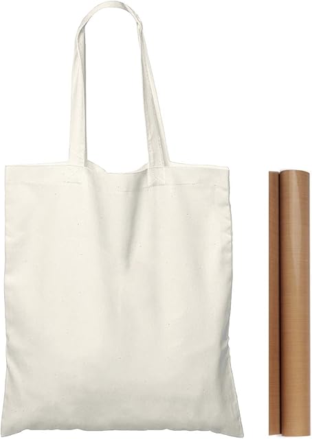 NPBAG 25 Pack 15'' X 16'' Natural Cotton Tote Bags, Lightweight Blank Bulk Cloth bags with 1pc of PTFE Teflon Sheet