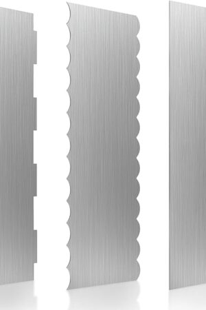 3 Pcs Stainless Steel Cake Scraper, 8.6-inch Double Sided Patterned Edge Stripe Edge Smoother Scraper, Cake Decorating Comb Metal Cake Scraper for Butter Mousse Cream Decoration