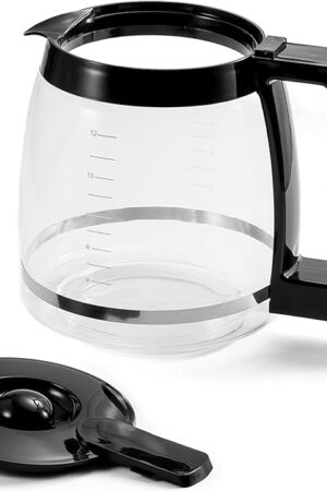 12-Cup Replacement Glass Carafe Compatible with Cuisinart Coffee Maker, 12 Cup Coffee Pot Replacement for Cuisinart, Models DCC-1100BK, DCC-1200PRC, DCC-2650, DGB500BK