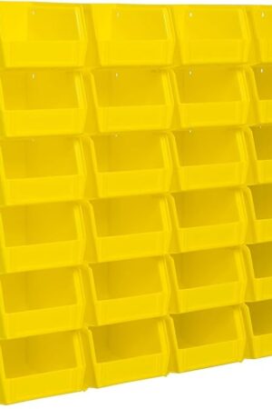 Akro-Mils 30210 AkroBins Plastic Storage Bins, Space-Saving Stackable Bins for Garage, Pantry, Craft Organization, 5-" x 4-" x 3-", Yellow, 24-Pack