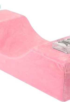 Comfortable Eyelash Extension Neck Pillow,Memory Foam Neck Contour Pillow for Sleeping Support,Beauty Salon Lash Grafting Pillow,Removable Pink Velvet Cervical Pillow