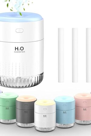 Colorful Mini Humidifier, USB Rechargeable Humidifier, small humidifier, 4 Modes Super Quiet, Humidifiers For Bedroom,Suitable For Travel Office Family Baby Bedroom-White