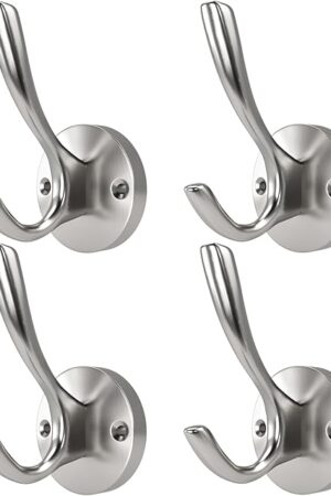 ZUONAI Towel Hooks Wall Mounted 4 Pack Brushed Nickel Satin Nickel Silver
