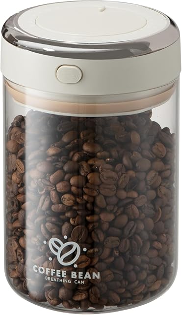 Coffee Bean Storage Container with One-way Valve Airtight Lid Date Tracker for Coffee and More Food Fresh and Storage, Clear Borosilicate Glass Coffee Canister(1.2 Qt - 13.1 OZ)