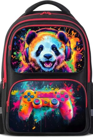Cartoon Kids Backpack for School - 17 Inch Lightweight Bookbag with 3D Reflective Design & Luminous Safety Strips | Durable 600D Polyester, Adjustable Straps for Ages 6-18
