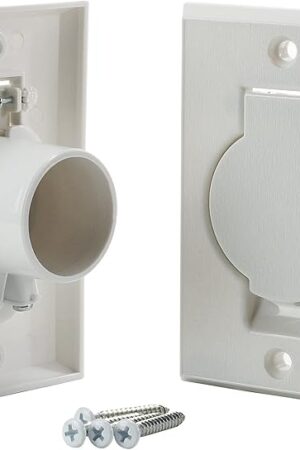 ANTOBLE Standard Central Vacuum Wall Inlet Valve Cover Plate for Beam Central Vac - White Round Door (2 Pack)