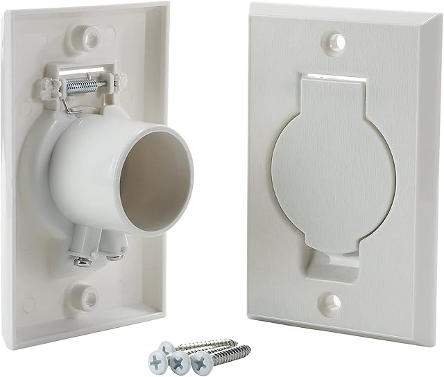 ANTOBLE Standard Central Vacuum Wall Inlet Valve Cover Plate for Beam Central Vac - White Round Door (2 Pack)