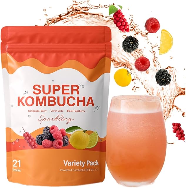 DALAMHARI Sparkling Kombucha Powder Packets, Variety Pack 21T | Gut Health Fermented Tea | Korean Superfruit Drinks | Probiotic Soda Mix | Oriental Urban Remedy Health Ade Bubbly