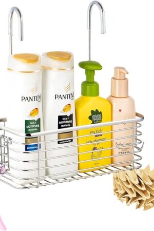 YQh hanging shower rack, bathroom storage rack, shampoo bracket, the back hook can be rotated, and can be hung on the faucet or Claw foot bathtubcross bar, 304 stainless steel rust proof and durable
