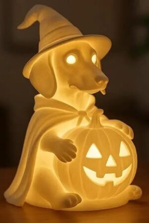 Dachshund Ghost Lamp, French Bulldog Halloween Glowing Ghost Dog Figurines, Cute Halloween Decor Statues Nightlight for Dog Lovers, Fans of Quirky Decor, Bedroom (Halloween Dachshund)