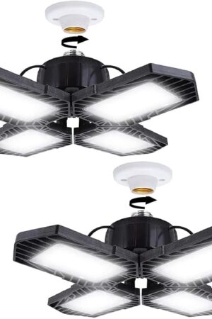 2Pack LED Garage Lights 100W Deformable LED Lighting Daylight 6000K Adjustable Lights