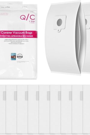 12 Pack Fit for Canister Vacuum Bags 53292 Type Q/C HEPA Replacement Dust Bags for Models 600 400 200 700 800 Series Vacuum Bags 81615 81214 81414 81714 21814 BC3005 BC2005 BC7005