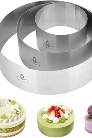 3Pcs Cake Molds for Baking, Stainless Steel Mousse Cake Rings, Mousse Ring Mold Round for Bakeware Tools-4/6/8in (2.36''H)