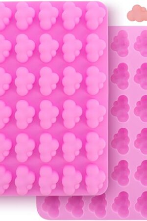 2 Pack 3D Cloud Shape Silicone Mold Clouds Shaped Chocolate Molds Silicone Candy Molds Non-Stick Cloud Ice Cube Tray Fondant Molds Baking Tools for Jelly Cookie Soap Pudding, Pink