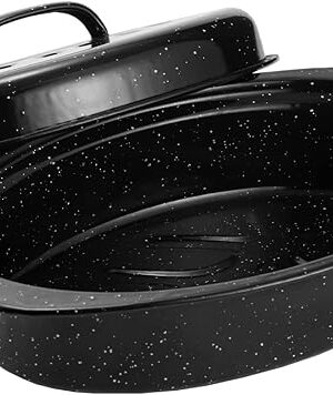 13? Enameled Oval Roasting Pan with Domed Lid - For 7lb Turkey, Chicken, Lamb, Vegetables