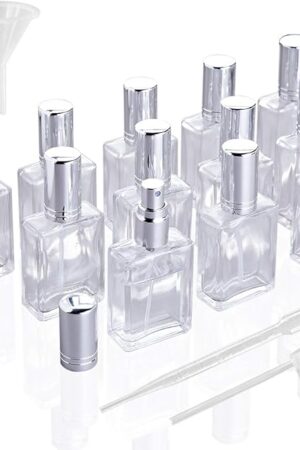 YU FENG 12pcs Refillable Glass Atomizer Spray Bottles with Funnels Pipettes Dispenser for Perfume,Fragrance,Lotion,Essential Oil