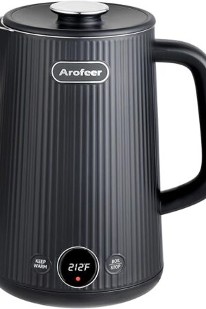 1.7L(57oz) Large Electric Kettle Temperature Control, 7+Cups Electric Tea Kettle for Coffee&Tea, 2 quarts Big Hot Water Kettle Electric with,1200W,Keep Warm-Black