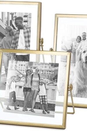 AceList Set of 3 Glass Photo Frame Collection Simple Metal Geometric Picture Frame with Glass Cover Includes 4"" x 4"", 4"" x 6"", 5"" x 7""