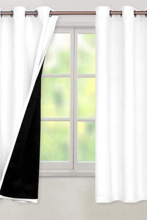 BGment White Blackout Curtains 63 Inch Long - Black Out Curtains for Bedroom Thermal Insulated Grommet Total Room Darkening Window Drapes for Summer Heat Blocking, 2 Panels, 42 x 63 Inch