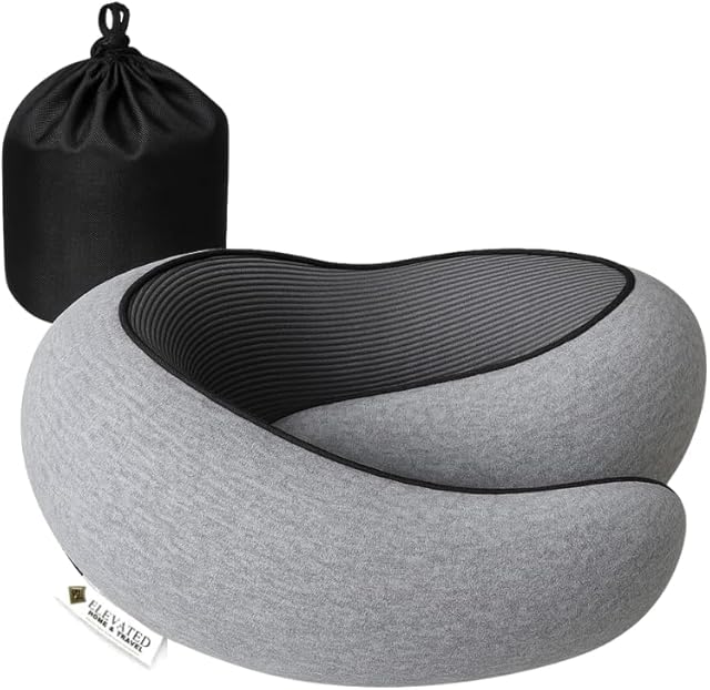 2025 Travel Neck Pillow for Airplane Sleeping by ELEVATED HOME & TRAVEL® | Premium Memory Foam Cushion | Compact 360° Head & Neck Support | Washable Cover | Must-Have Airplane Travel Essential