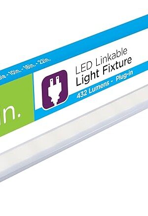 Enbrighten 22 Inch LED Premium Under Cabinet Light Fixture, Plug-In, Bright White 3000K, 432 Lumens, Plastic Housing, Built-In On/Off Switch, Perfect for Kitchen, Home Office, Garage, Workbench, 26536