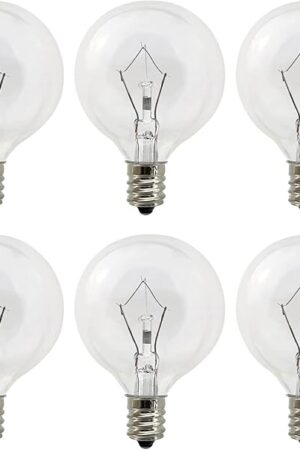 Wax Warmer Bulbs 6 Pack, G50 25 Watt Light Bulbs for Full Size Scentsy Warmers, E12 Base G16.5 Globe Clear Bulb for Candle Wax Warmer, Long Lifespan, 120 Volt