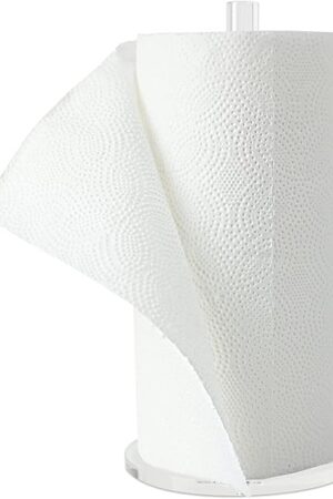 WORHE Paper Towel Holder Countertop Clear Acrylic 5.9" Diameter Thickening Sturdy Base,for Kitchen Bathroom, Paper Towel Dispenser for Tear Tissue Roll 1 Pack (YGC001)