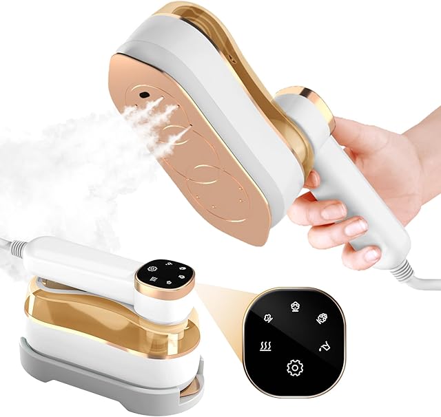 Travel Steamer & Iron 2 in 1, Portable Handheld Mini Steam Iron, 3 Secs Fast Heating, Suitable for Travel, Home & Dorm (Beige)