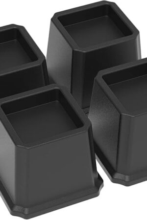 Bed Risers 3 Inch Heavy Duty Bed Furniture Elevators, 1,500 lbs Lifts Up Riser for Sofa and Table Set of 4, Black