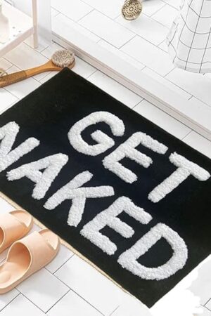 Zeeinx Get Naked Bath Mat Cute Bathroom Rugs Non Slip Microfiber Absorbent Bath Rugs Funny Bathroom Decor for Apartment Black Bath mat for Tub and Shower,Machine Washable,20?x32?