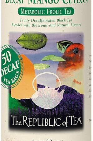 The Republic of Tea — Decaf Mango Ceylon Black Tea Tin, 50 Tea Bags, Environmentally- Friendly Decaffeinated Tea