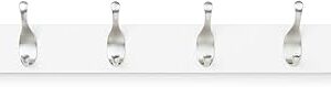 Amazon Basics Wall Mounted Modern Coat Rack with Versatile Storage Hooks, Rectangular, 8-Hook, White