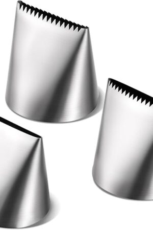 3 PCS Piping Tips Set Large Frosting Piping Kit Stainless Steel Cake Icing Nozzles Tips Decorating Tools Silver Pastry Bags Tips Accessories for Cookie Cupcake Baking Buttercream Supplies