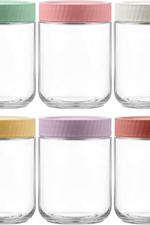 Danmu 16 oz Overnight Oats Containers with Lids,Meal Prep Containers 6 Pack,Mason Jars 16 oz with Lids for Snack,Overnight Oats,Yogurt,Parfait,Soup,Smoothies,Salad 100% Leak-proof Dishwasher Safe