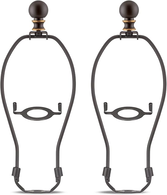 Bronze Uno Lamp Finial Set - 8 Inch, 2 Lamp Shade Holders, Standard Saddle Adapter, Fitter for Table & Floor Lamps