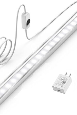 ASOKO Under Cabinet Led Lighting, 12 Inch Light Strip Bar, Daylight White 5000K Dimmable Plug in USB Light, Small Thin Led Under Counter Lighting for Kitchen/Room/Shelf/Desk/Display Case