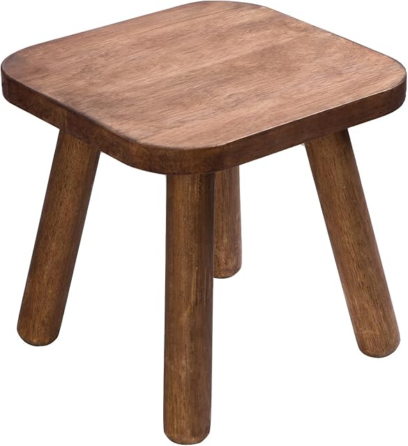 Wooden Step Stool for Adults Step Stool for Toddlers Plant Stool Small Wooden Stool with Four Detachable and Assembled Legs Nicely Balanced (Classic 9.3inch)