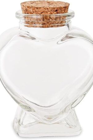 1PCS Empty Mini Glass Heart-Shaped Bottles with Cork Stoppers, Decorative Glass Bottles with Cork Lid for DIY Art Crafts Projects Decoration Party Supplies
