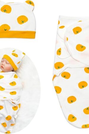 The Reborn Baby Doll Clothes Swaddle Hat for 17-22 inch Newborn Baby Doll Clothes Accessories Adjustable Sleep Sacks Set(Orange)