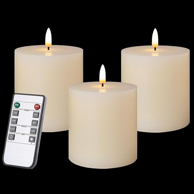Flameless Candles Set of 3 Ivory