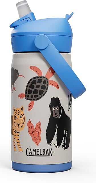 CamelBak Thrive Flip Straw Kids Bite Valve Stainless Steel Water Bottle Protect Our Pals, 12oz