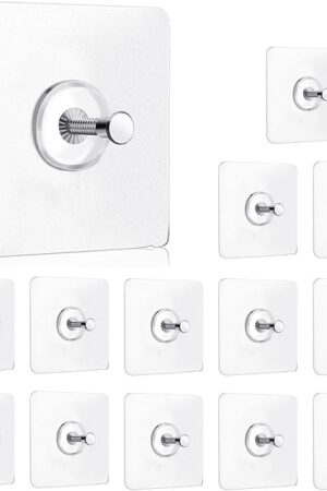 14 Pack Adhesive Wall Hooks, Wall Hangers Without Nails, No Damage Picture Hooks Waterproof and Rustproof to use Inside Kitchen, Bathroom, Home and Office