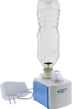 Comfort Zone Ultrasonic Turn Bottle into into Personal Portable Humidifier - 6 Hour Operation - Whisper Quiet, Travel, white (CZHD20)