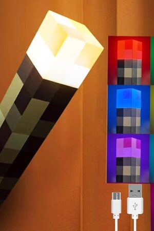 Wall Torch Lamp, 7-Color Change Light-up Table Lamps, USB Rechargeable Night Light, Hand Held or Wall Mount Bedside Lamp for Home/Office Decor