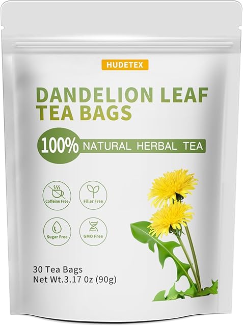 Dandelion Leaf & Root Tea Bags Organic, Roasted Dandelion Root Tea, Caffeine Free, Resealable Bag, 30 Bags