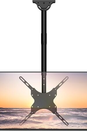 WALI TV Ceiling Mount Adjustable Bracket Fits Most LED, LCD, OLED and Plasma Flat Screen Display 26 to 65 Inch, up to 110 Lbs, Mounting Holes 400x400mm (CM2665), Black