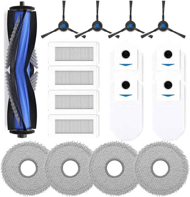 Neutop Replacement Parts Compatible with Ecovacs Deebot N30 Omni, N30 Pro Omni, Robot Vacuum Accessories 1 Roller 4 Filter 4 Side Brush 4 Mop Pad 4 Dust Bag