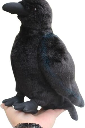 The Realistic Crow Plush, Cute Black Raven Stuffed Animal Plush Pillow Toys, Soft Little Bird Raven Stuffed Toys Doll for Birthday Kids Gifts Home Decor 9.44''
