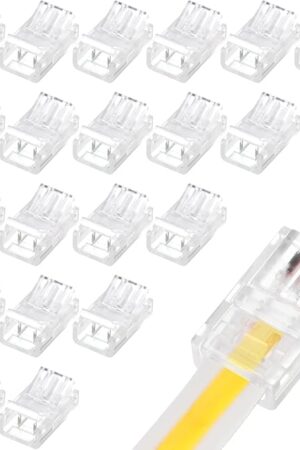 COB LED Strip to Wire Connector 20 Pieces Waterproof LED Adapter Connectors Transparent Solderless LED Light Strip Connectors for Strip Light Unwired Gapless Track Lighting Connector (2 Pin, 8 mm)