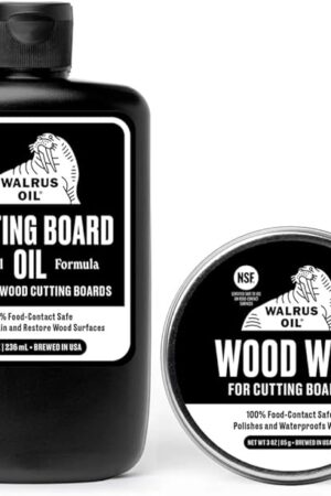 WALRUS OIL - Cutting Board Oil and Wood Wax Set. For Cutting Boards, Butcher Blocks, Wooden Spoons, and Bowls. 100% Food-Contact Safe.